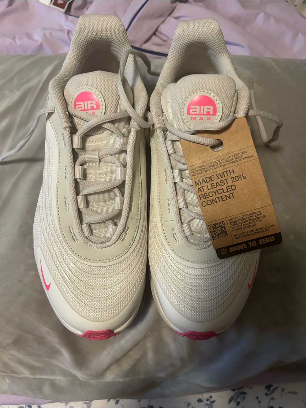 Nike Women's Air Max Sneakers in Cream with Pink Accents